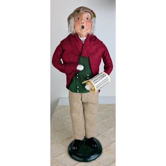 Byers' Choice Caroler Vintage 1991 Man with Music Scroll Red Tailcoat Christmas - Picture 2 of 7